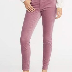 Crushed Velvet Mid-Rise Rockstar Super Skinny Pants - Pink 4 US